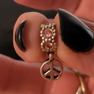 Retired Pandora Sterling Silver Peace Sign & CZ Charm